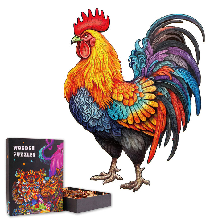 Spirited Rooster - Wooden Jigsaw Puzzle