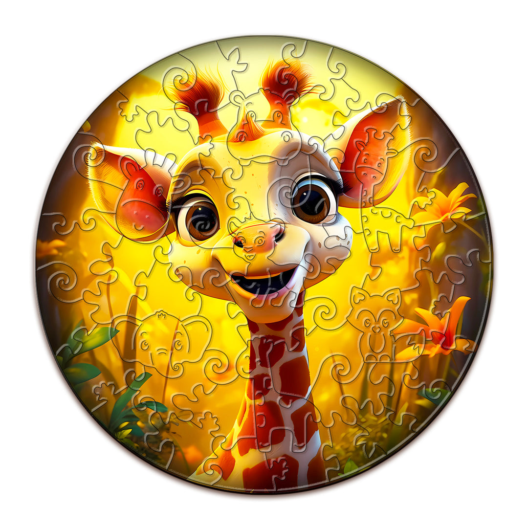 Wooden Jigsaw Puzzle for Kids - Cute Giraffe