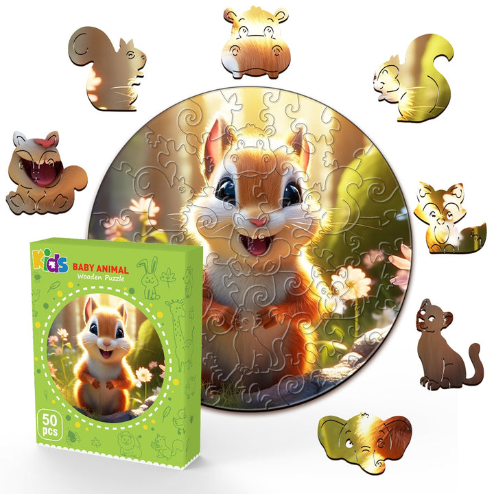 Wooden Jigsaw Puzzle for Kids - Cute Squirrel