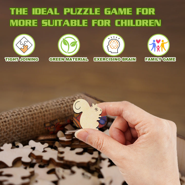 Wooden Jigsaw Puzzle for Kids - Cute Squirrel