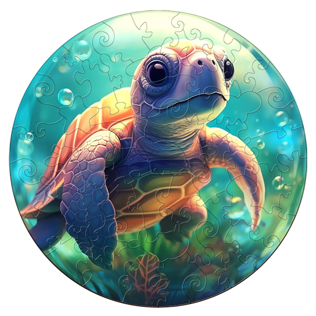 Wooden Jigsaw Puzzle for Kids - Cute Turtle