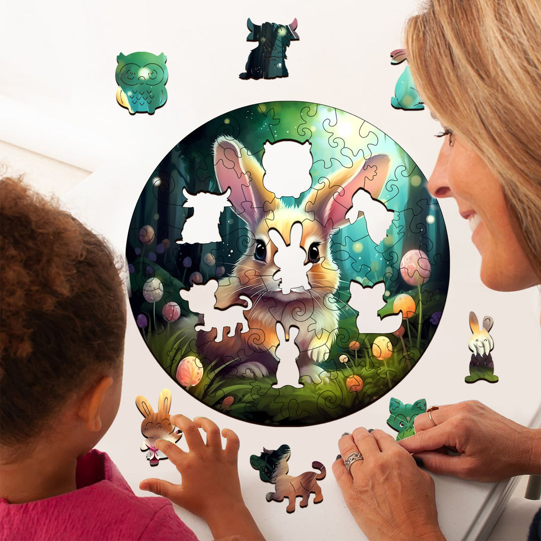 Wooden Jigsaw Puzzle for Kids - Rabbit