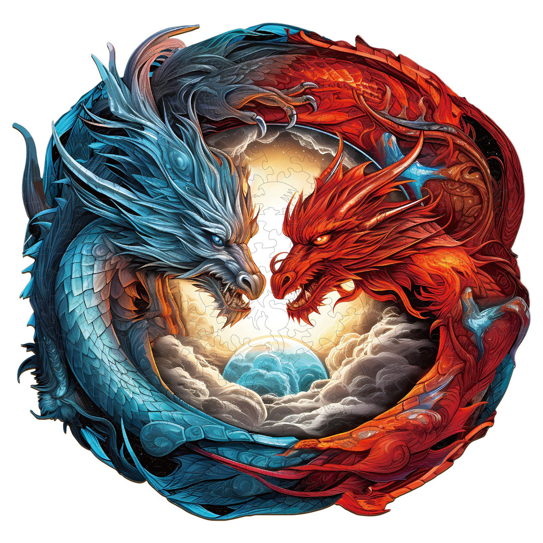 Yin-Yang Dragon - Wooden Jigsaw Puzzle