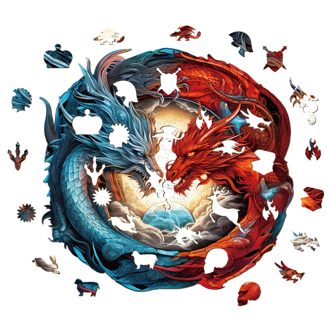 Yin-Yang Dragon - Wooden Jigsaw Puzzle