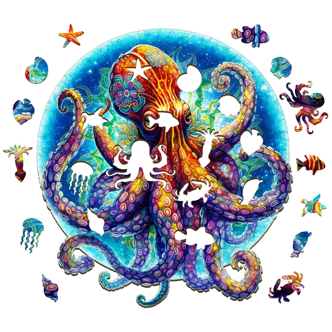 Mandala Wooden Octopus Jigsaw Puzzle