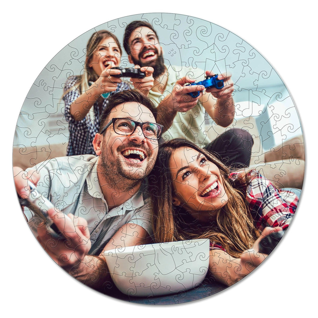 Round Personalized Photo Wooden Puzzles for Everyday Memory