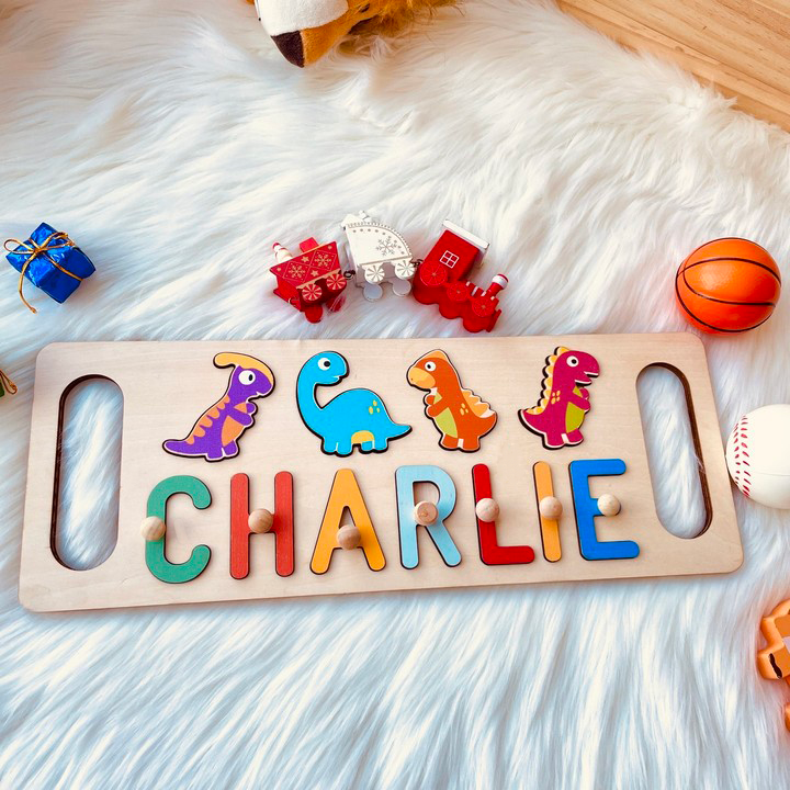 Personalized Baby Name Wooden Puzzle with Handle