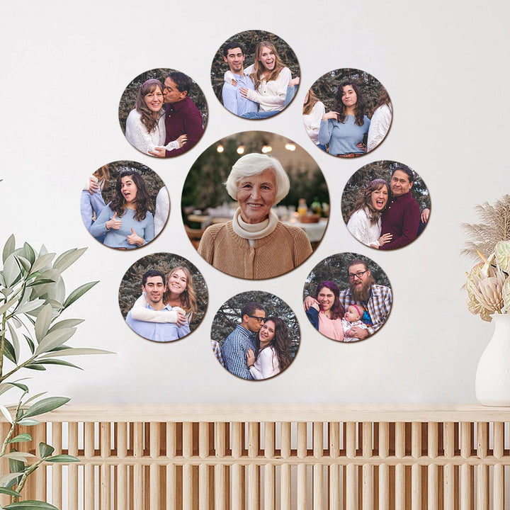 Personalized Wood Photo Prints Wall Decor - Round