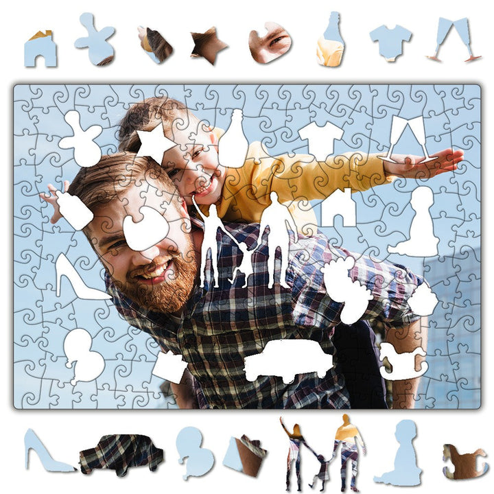 Rectangular Personalized Photo Wooden Puzzles for Father's Memory