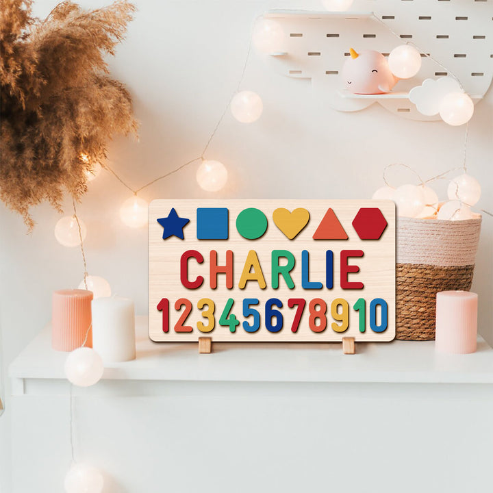 Personalized Baby Name Wooden Puzzles Shape and Number Learning Toys