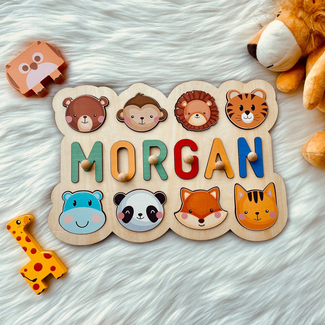 Personalized Baby Name And Animal Learning Puzzles- Outlines