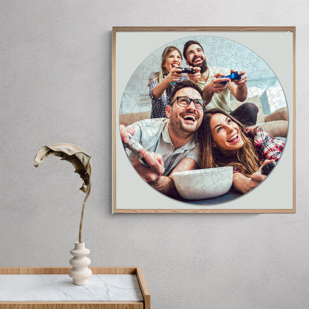Round Personalized Photo Wooden Puzzles for Everyday Memory