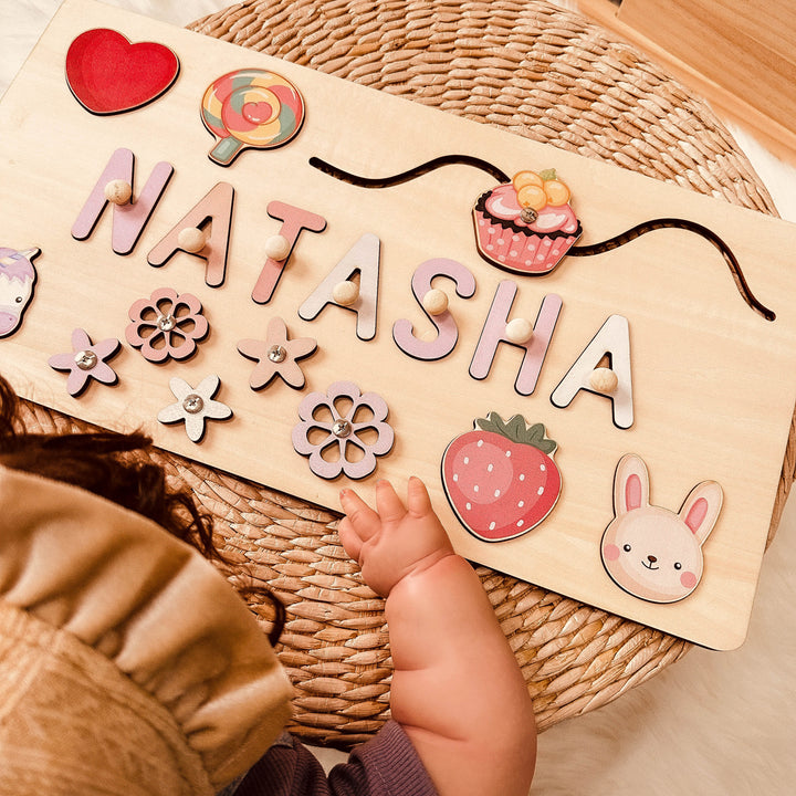 Personalize Baby Wooden Name Puzzle Educational Toys for Toddler